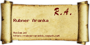 Rubner Aranka névjegykártya